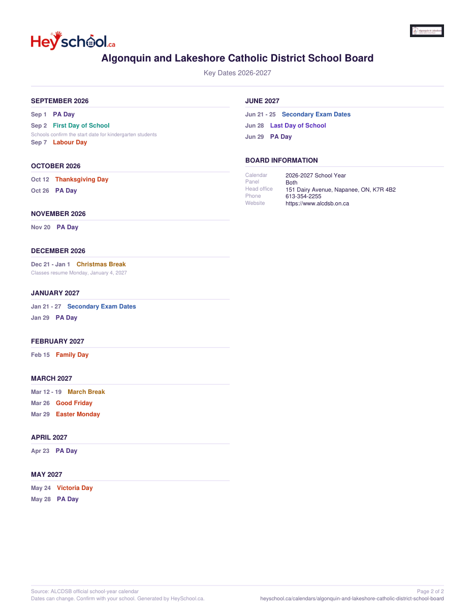 2026-2027 School Year - page 2