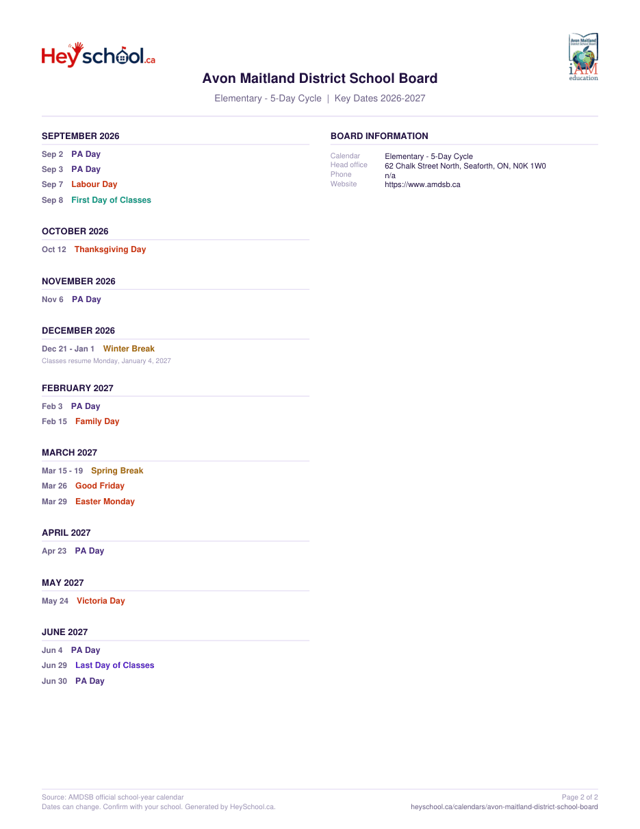 Elementary - 5-Day Cycle - page 2