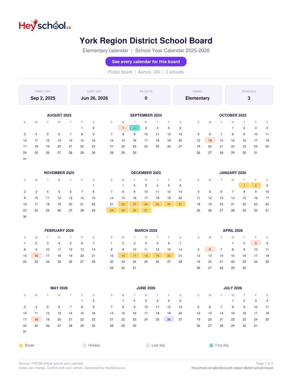 Elementary calendar - page 1