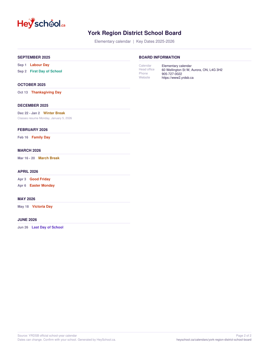 Elementary calendar - page 2
