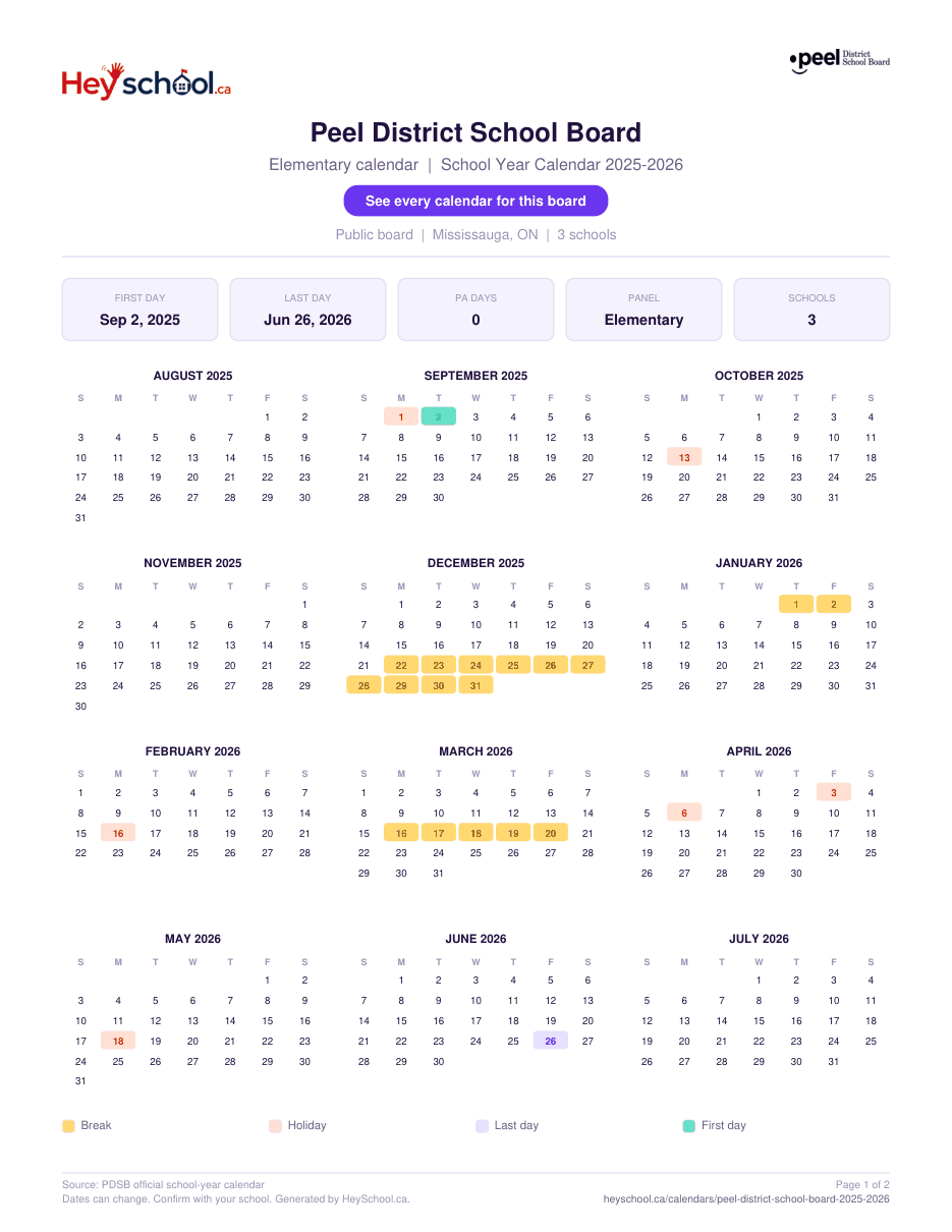 Elementary calendar - page 1