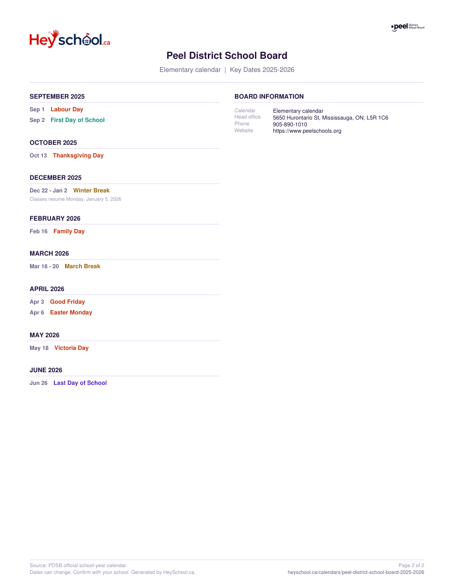 Elementary calendar - page 2