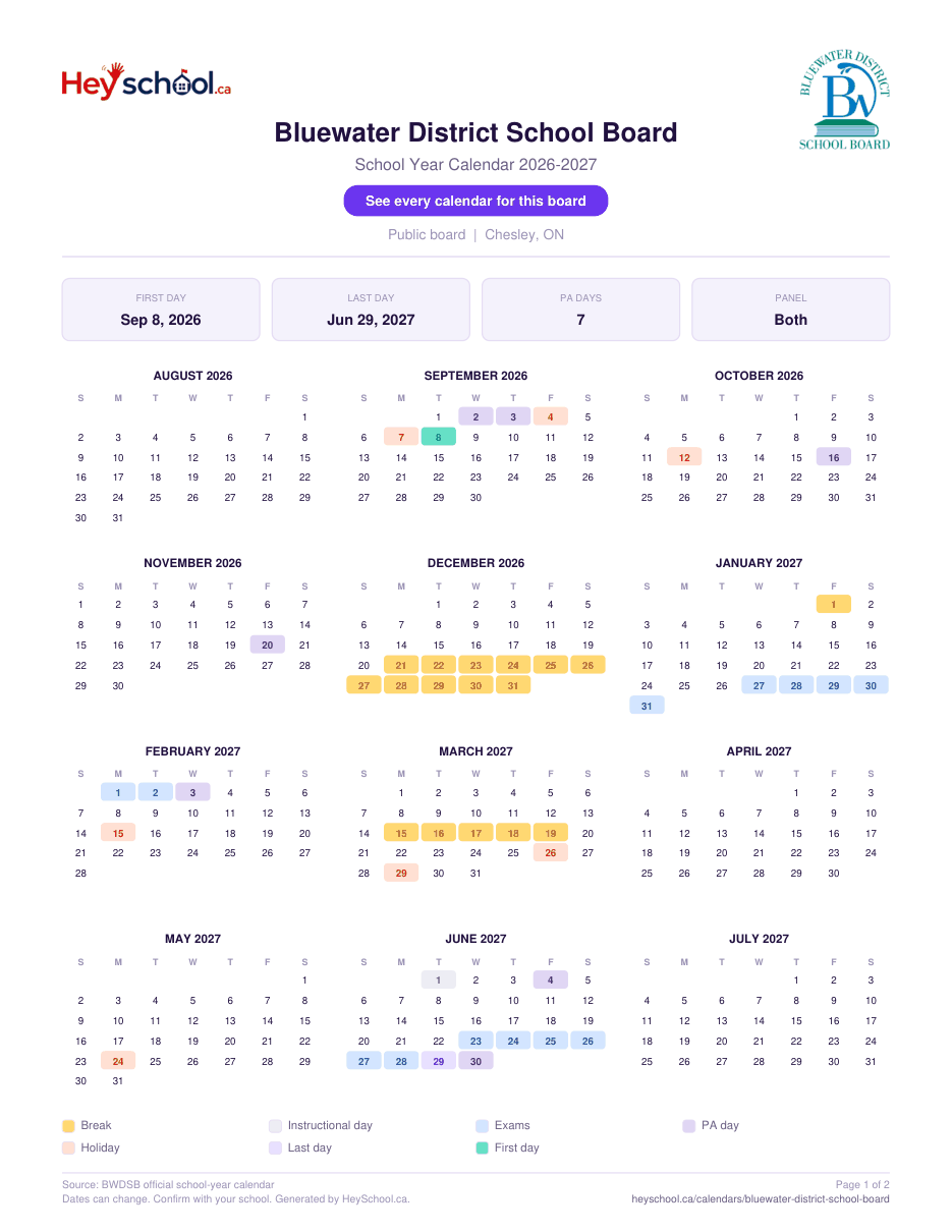 2026-2027 School Year - page 1