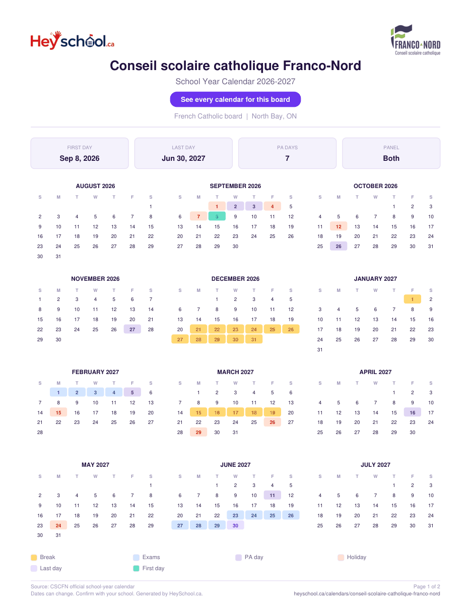 2026-2027 School Year - page 1