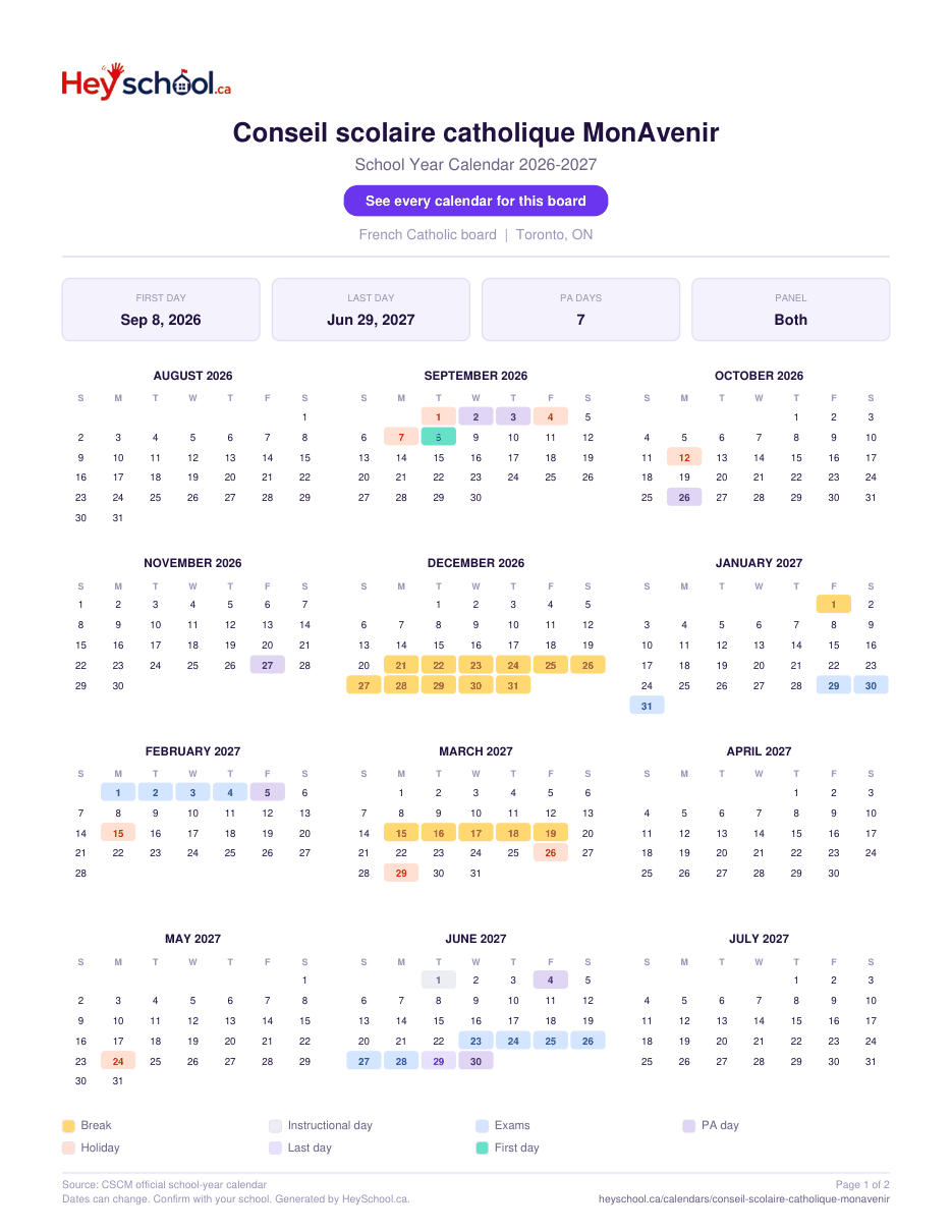 2026-2027 School Year - page 1
