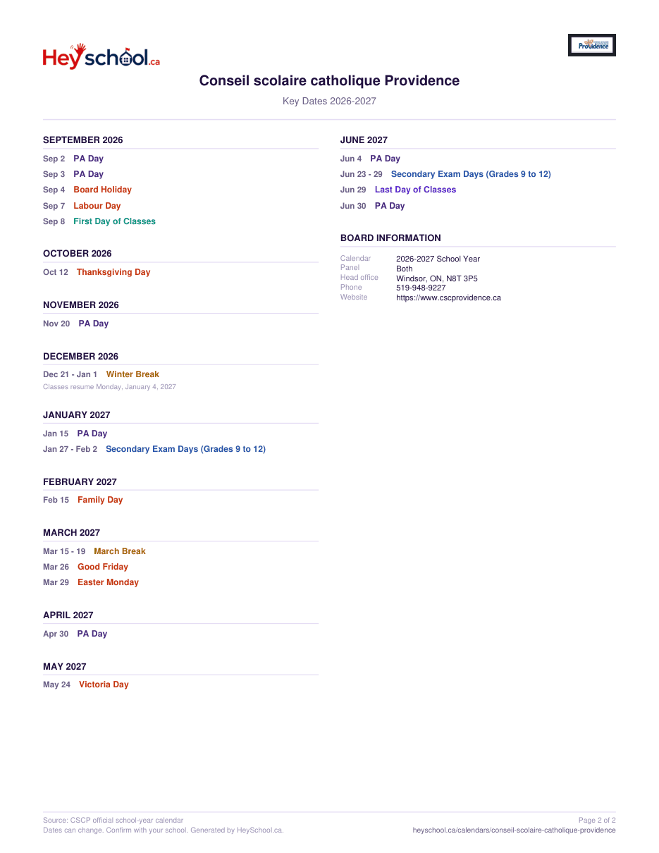 2026-2027 School Year - page 2