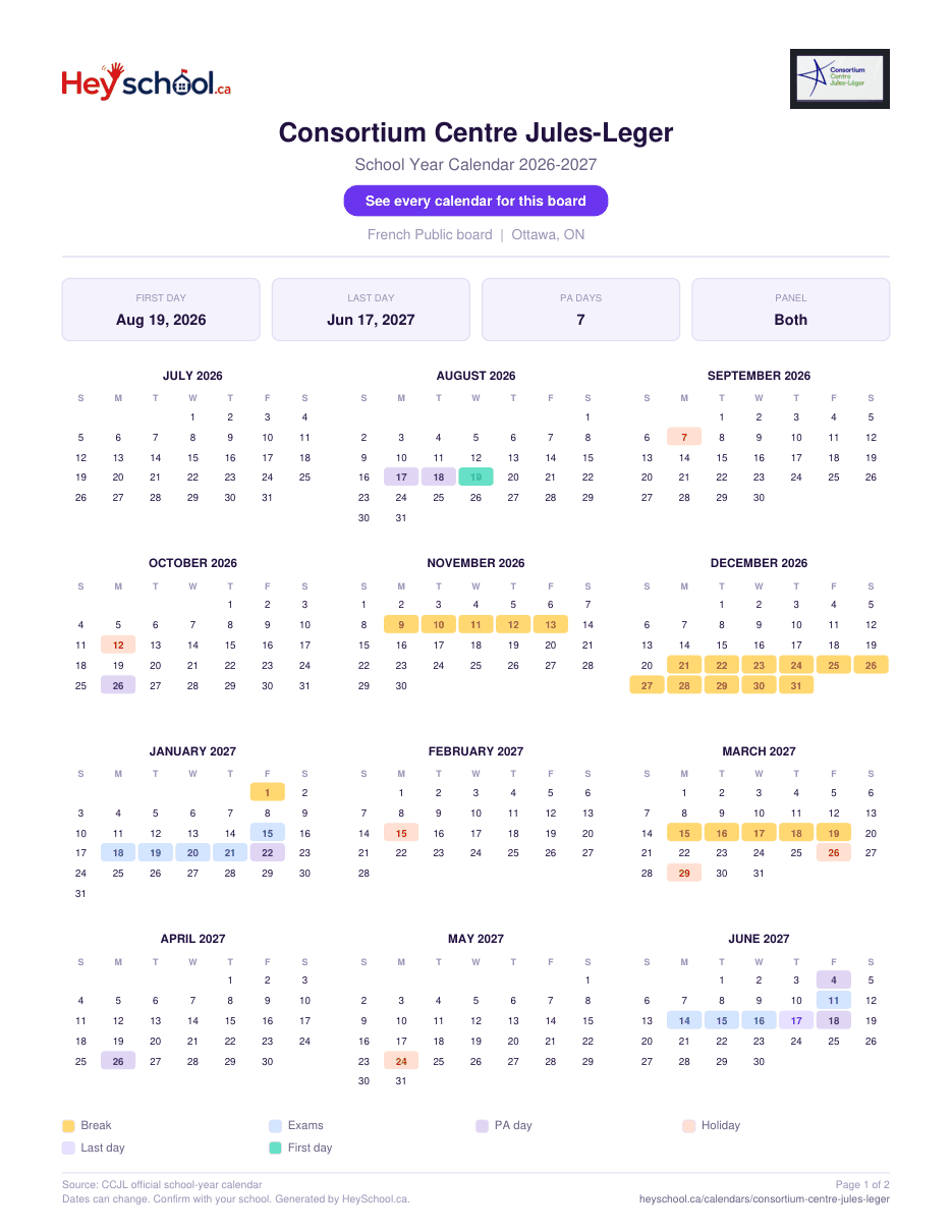 2026-2027 School Year - page 1