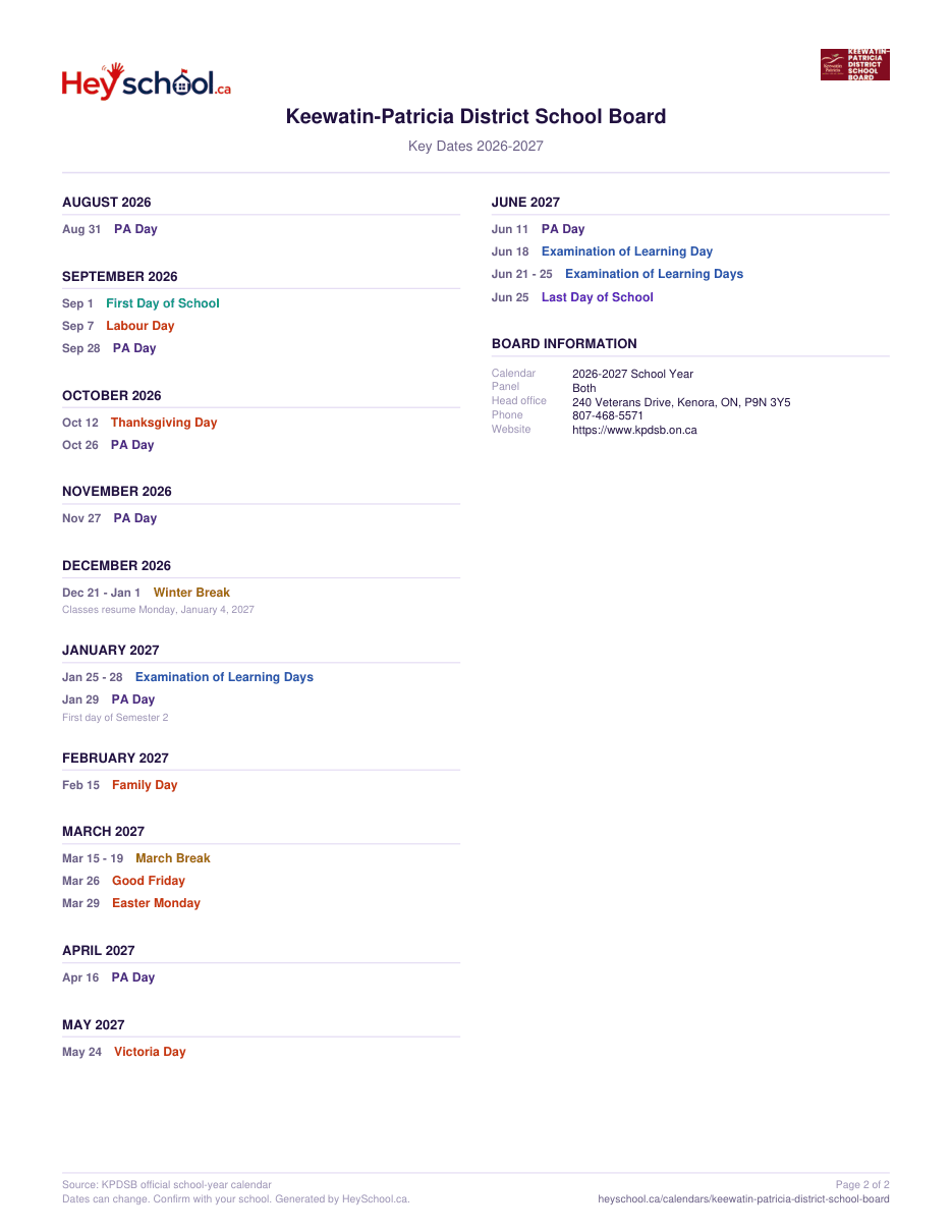 2026-2027 School Year - page 2