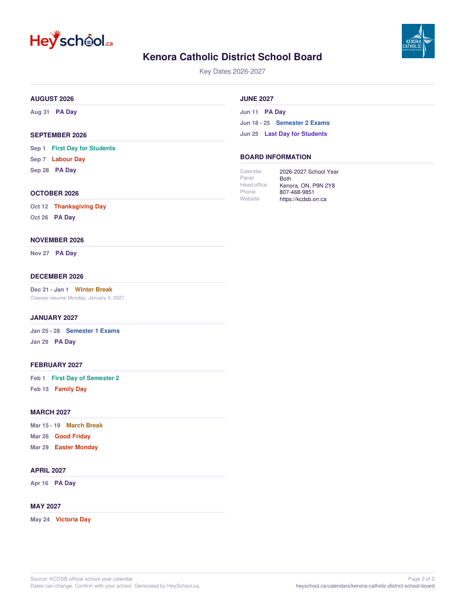 2026-2027 School Year - page 2