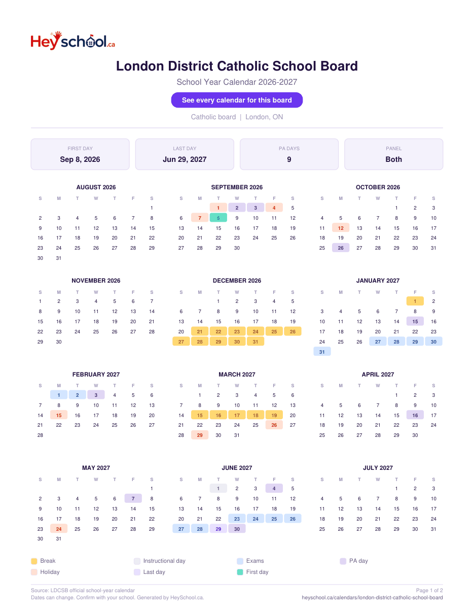 2026-2027 School Year - page 1