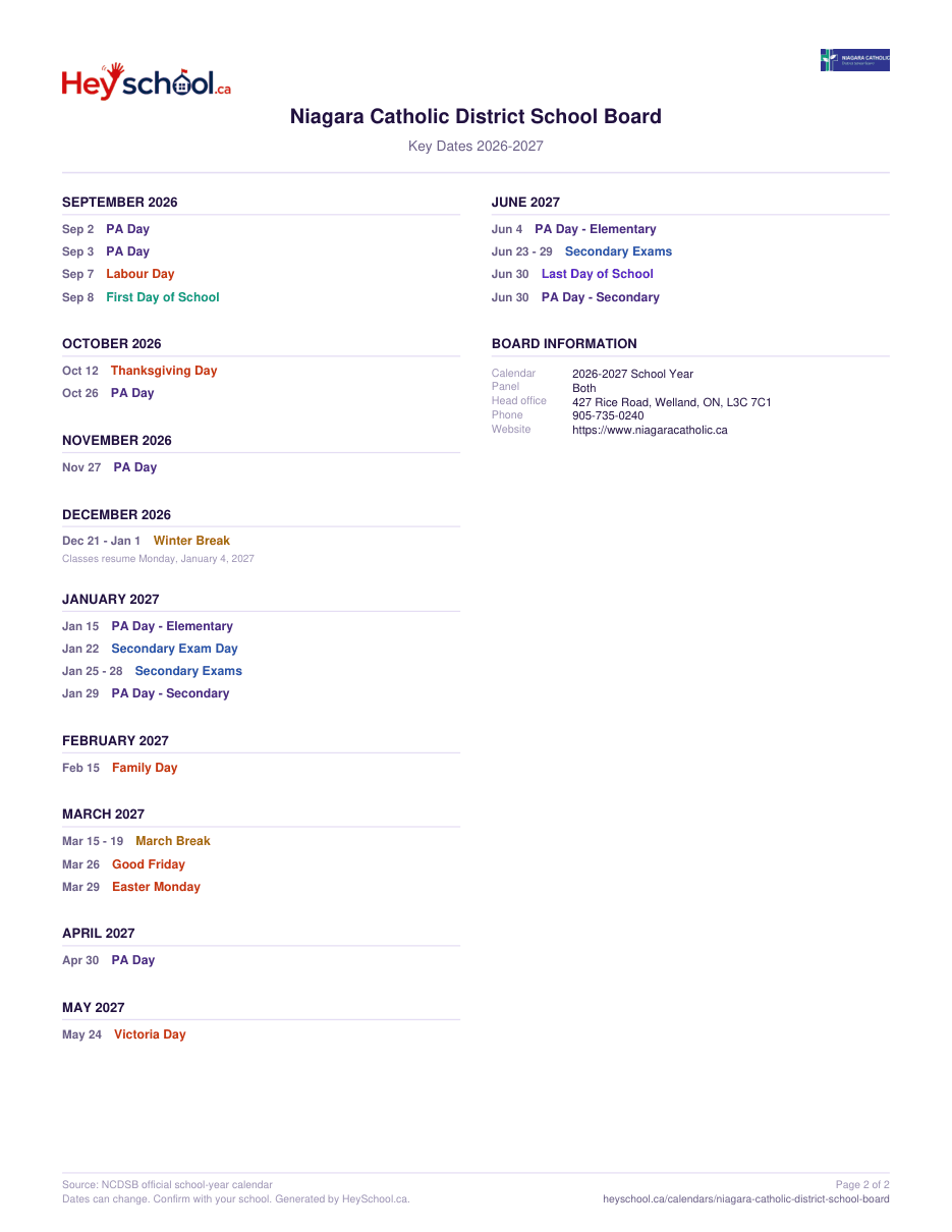 2026-2027 School Year - page 2