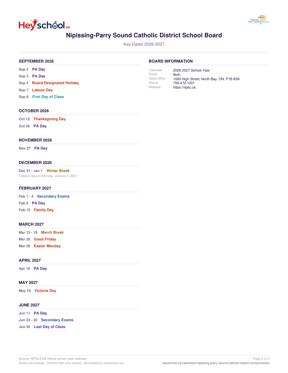 2026-2027 School Year - page 2