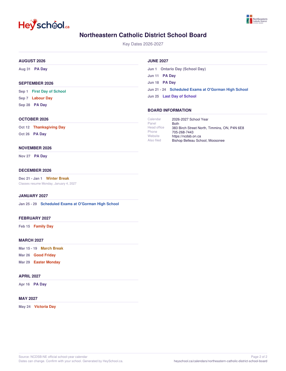 2026-2027 School Year - page 2