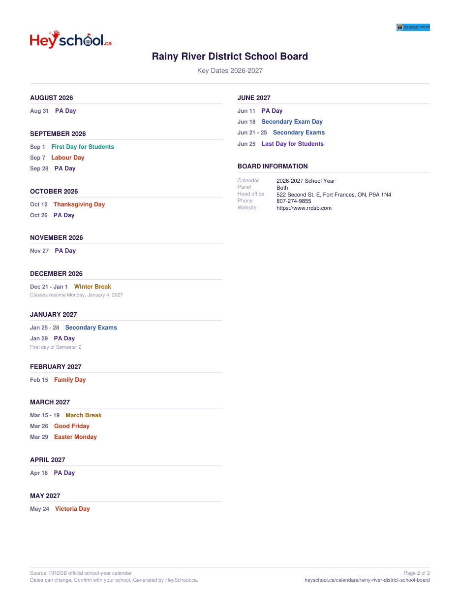 2026-2027 School Year - page 2