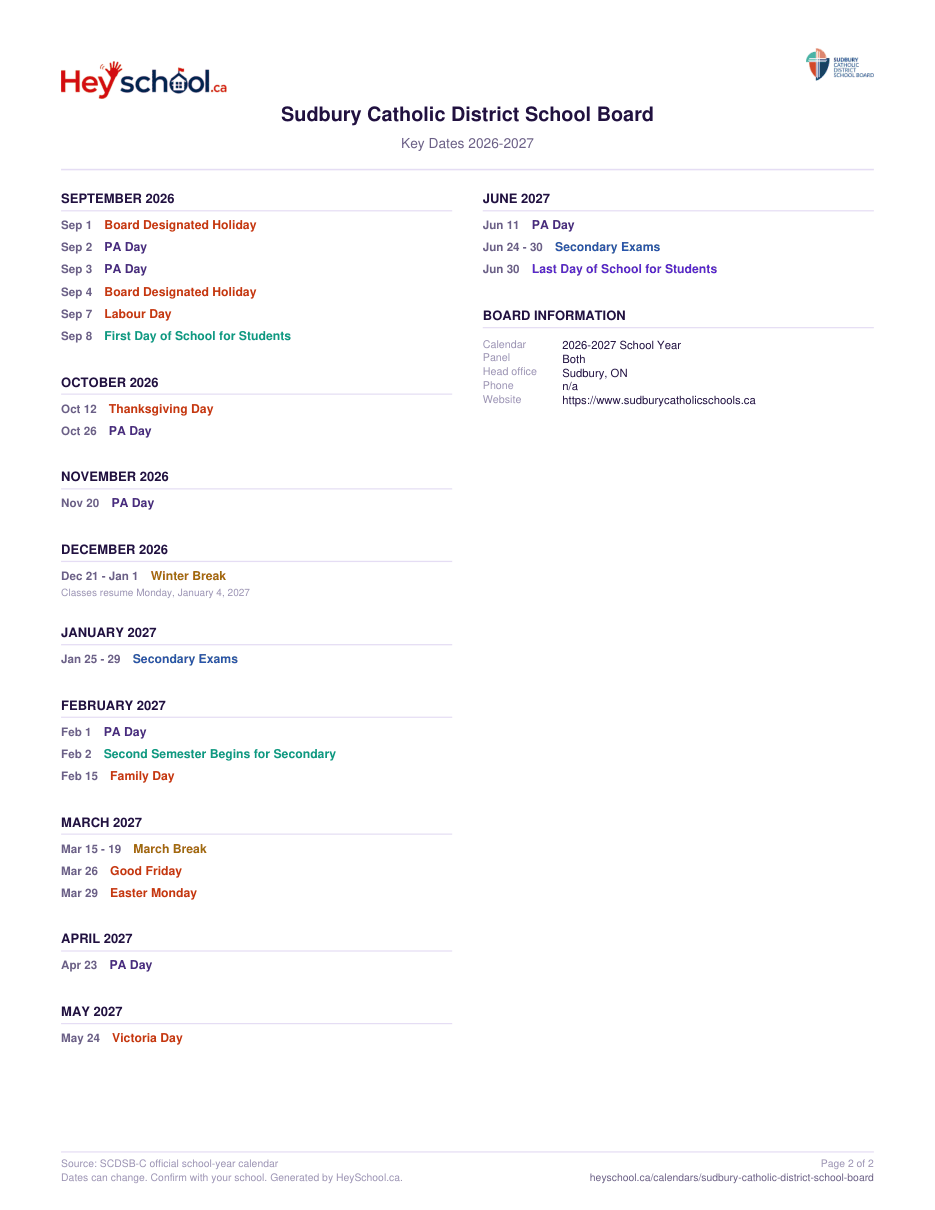 2026-2027 School Year - page 2