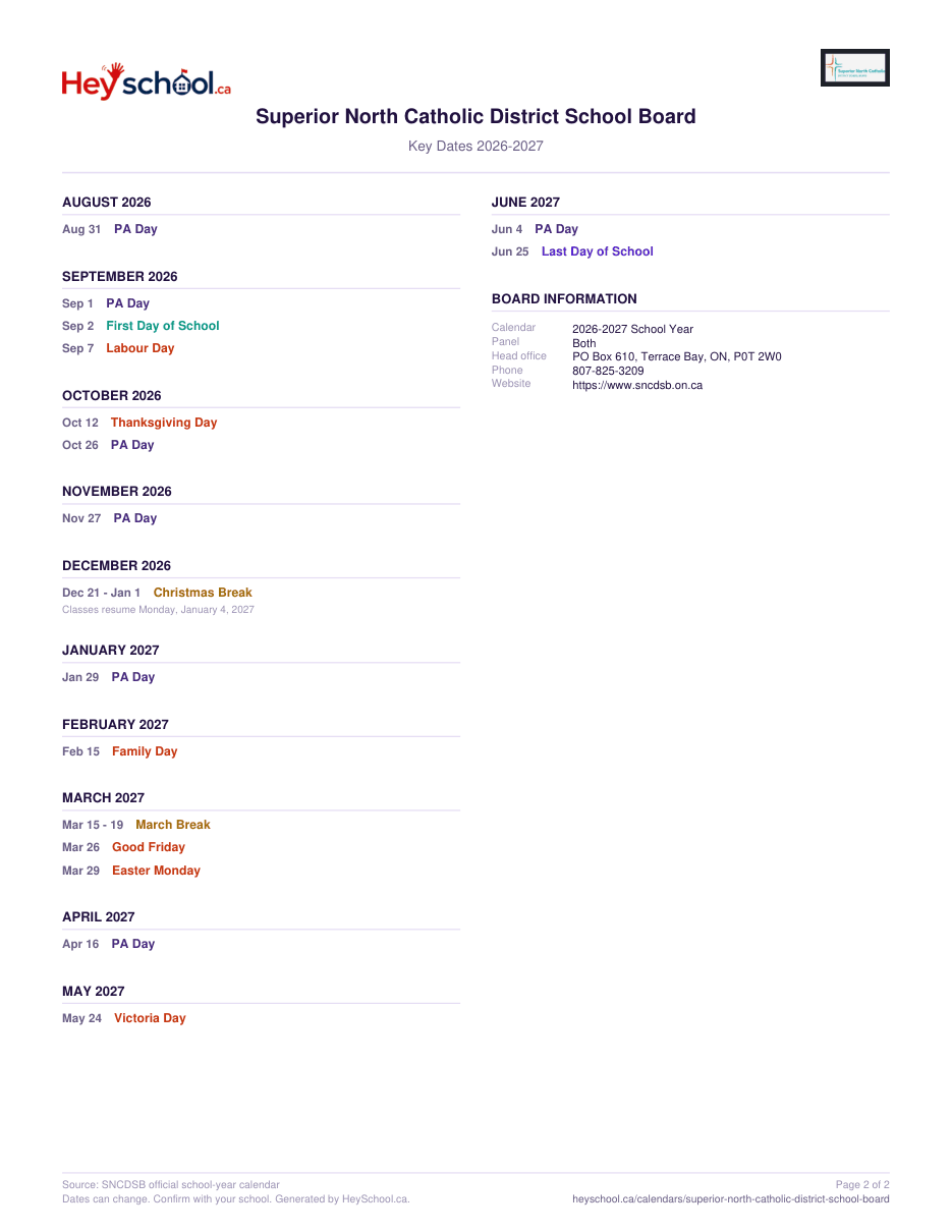 2026-2027 School Year - page 2