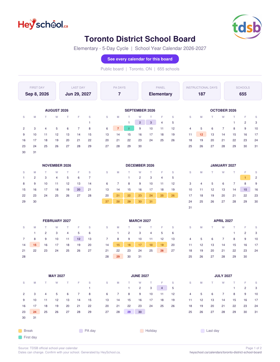Elementary - 5-Day Cycle - page 1