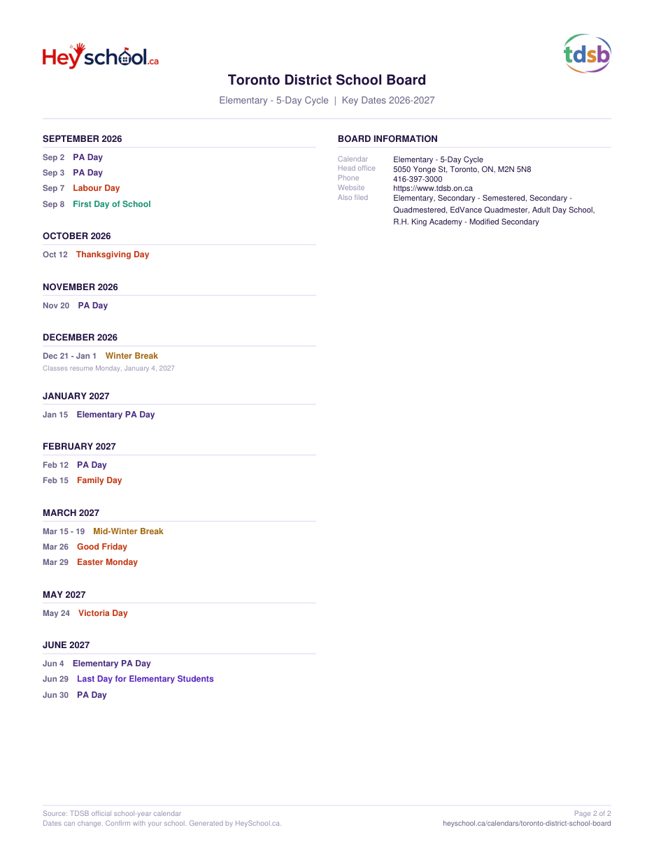 Elementary - 5-Day Cycle - page 2