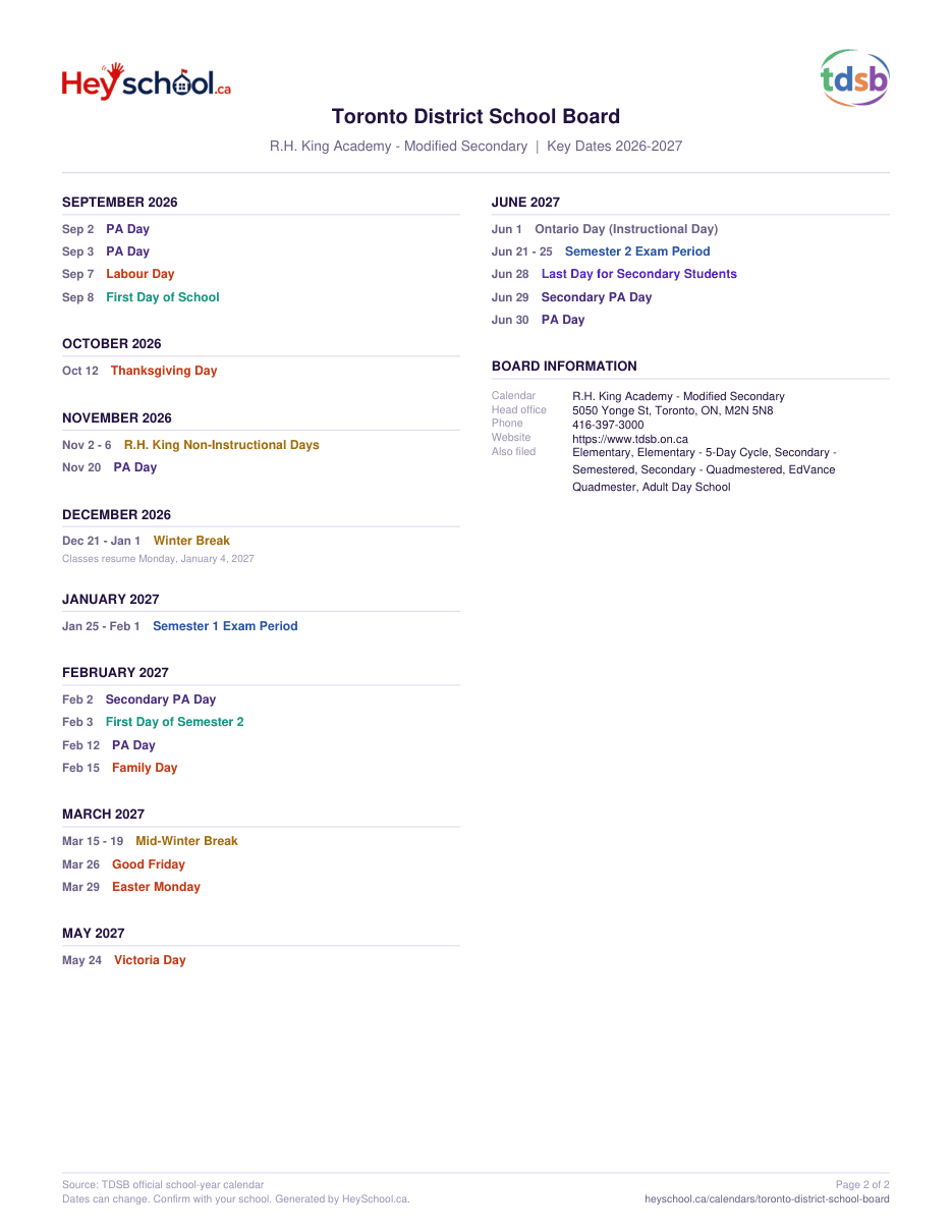 R.H. King Academy - Modified Secondary - page 2
