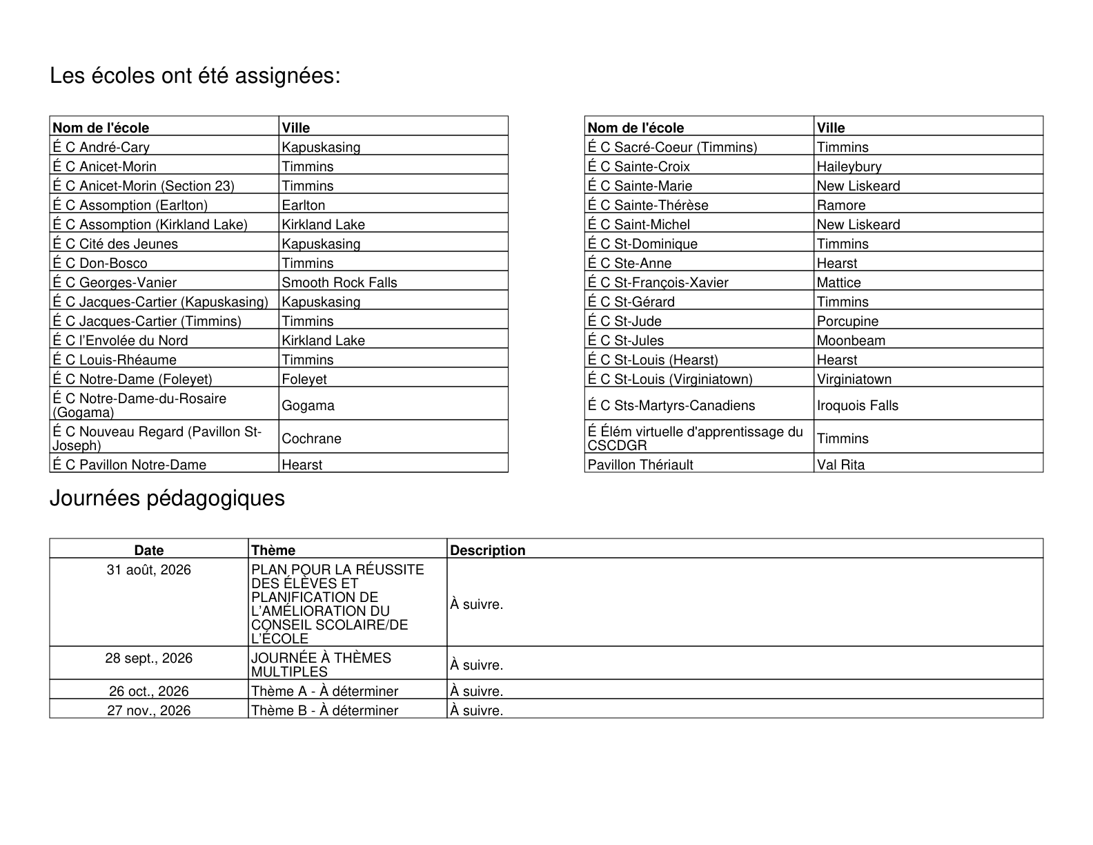CSD catholique des Grandes Rivieres Calendrier elementaire approuve 2026 2027 - page 2