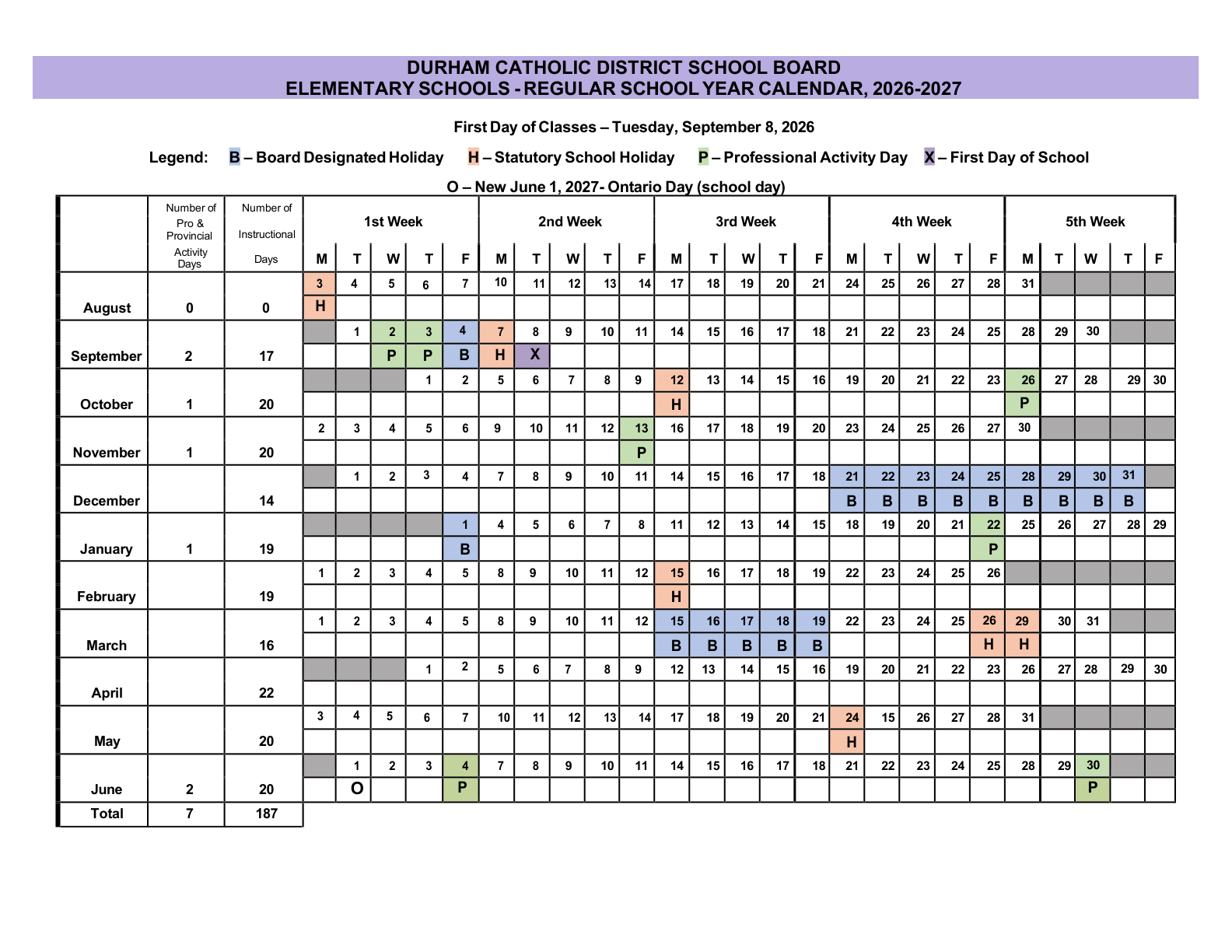 dcdsb elementary school year calendar 2026 2027 aoda