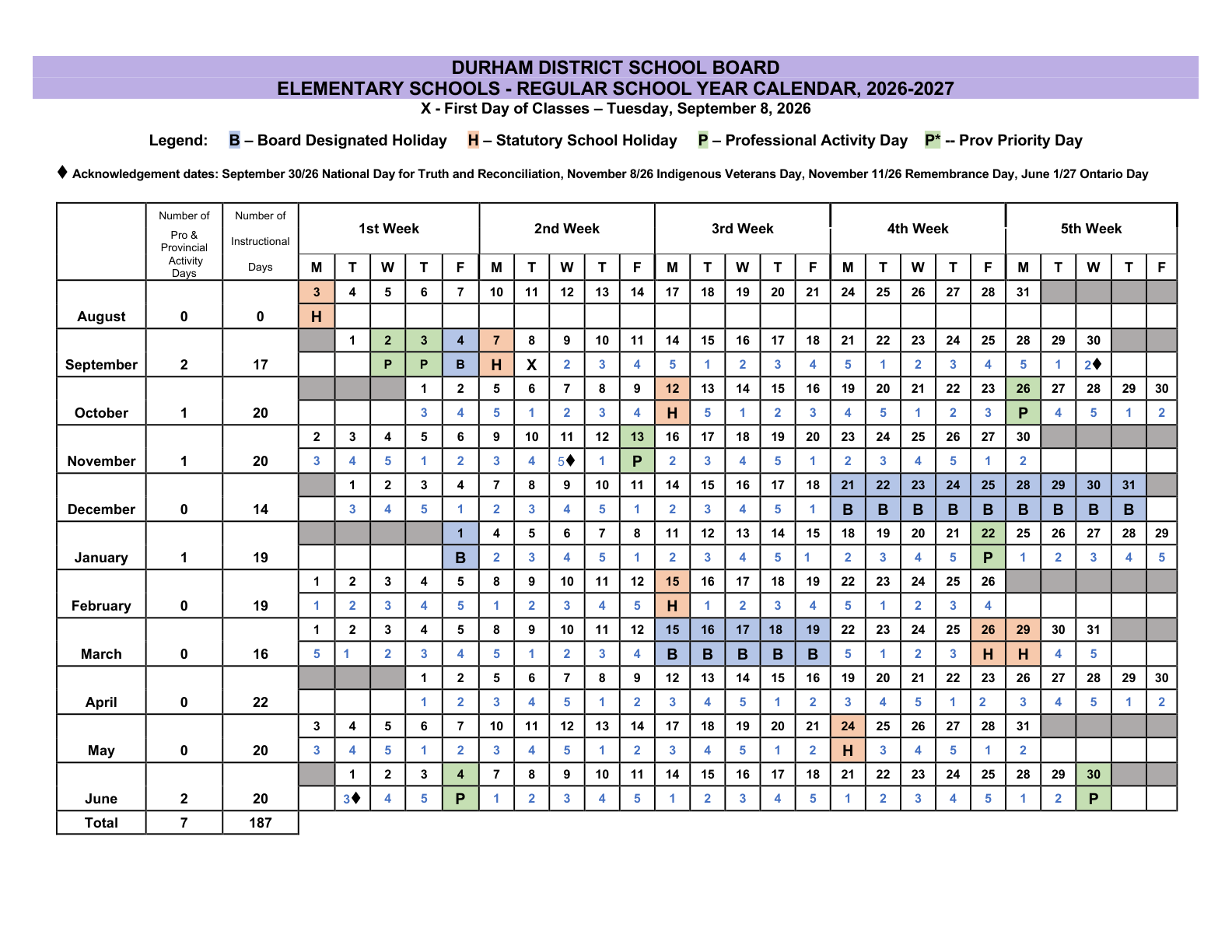 elementary regular school year calendar 2026 2027