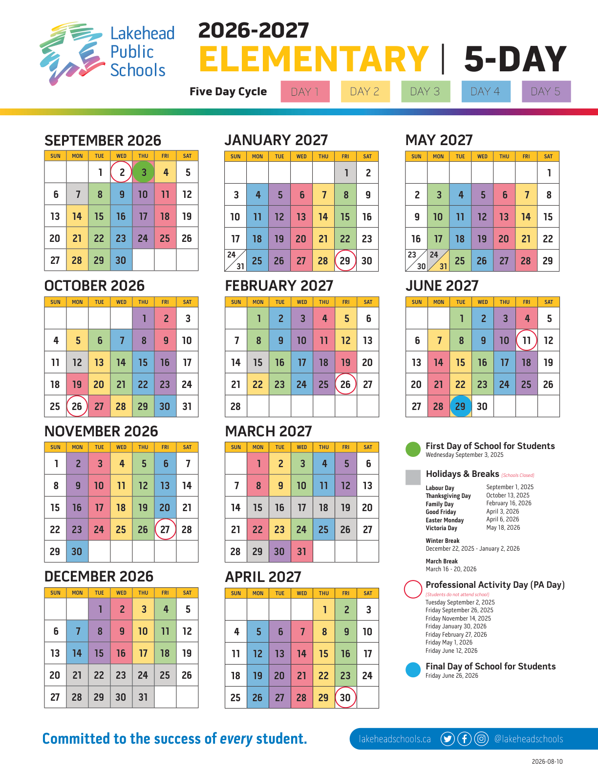 Lakehead DSB LPS Elementary 5 Day 2627