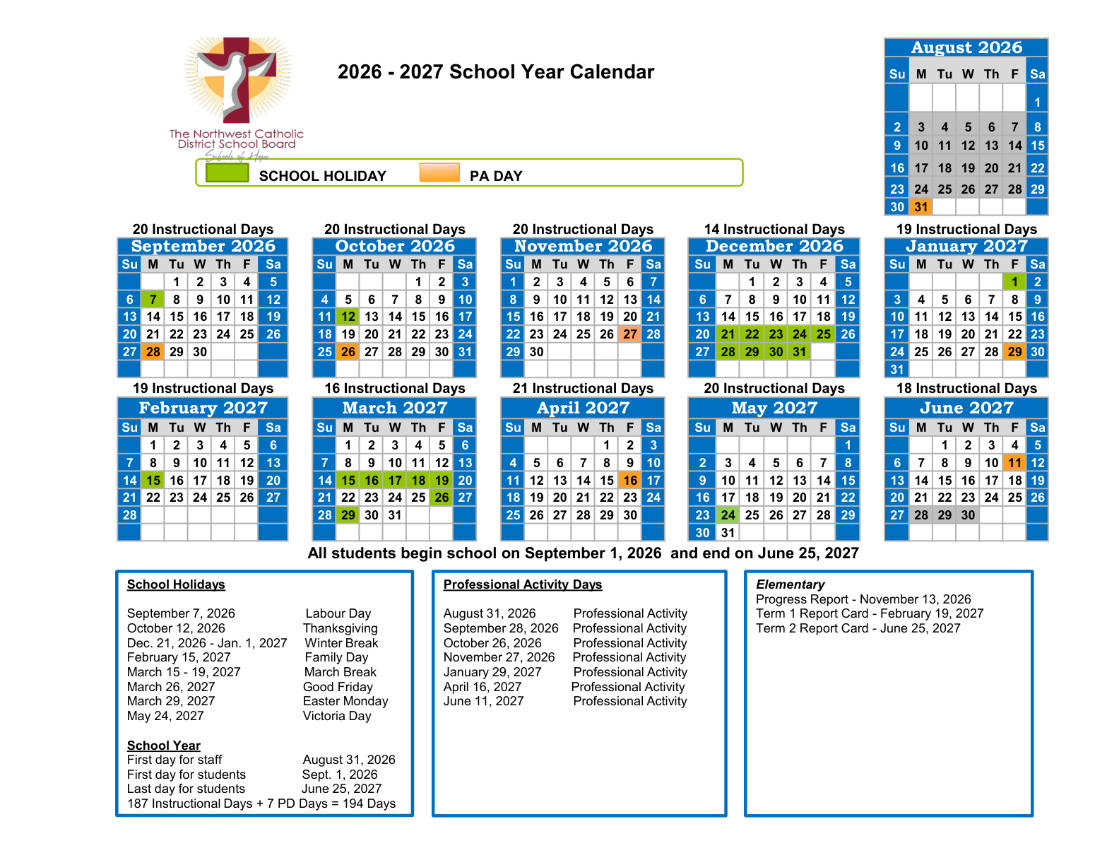 Northwest CDSB ProposedCalendar January232026