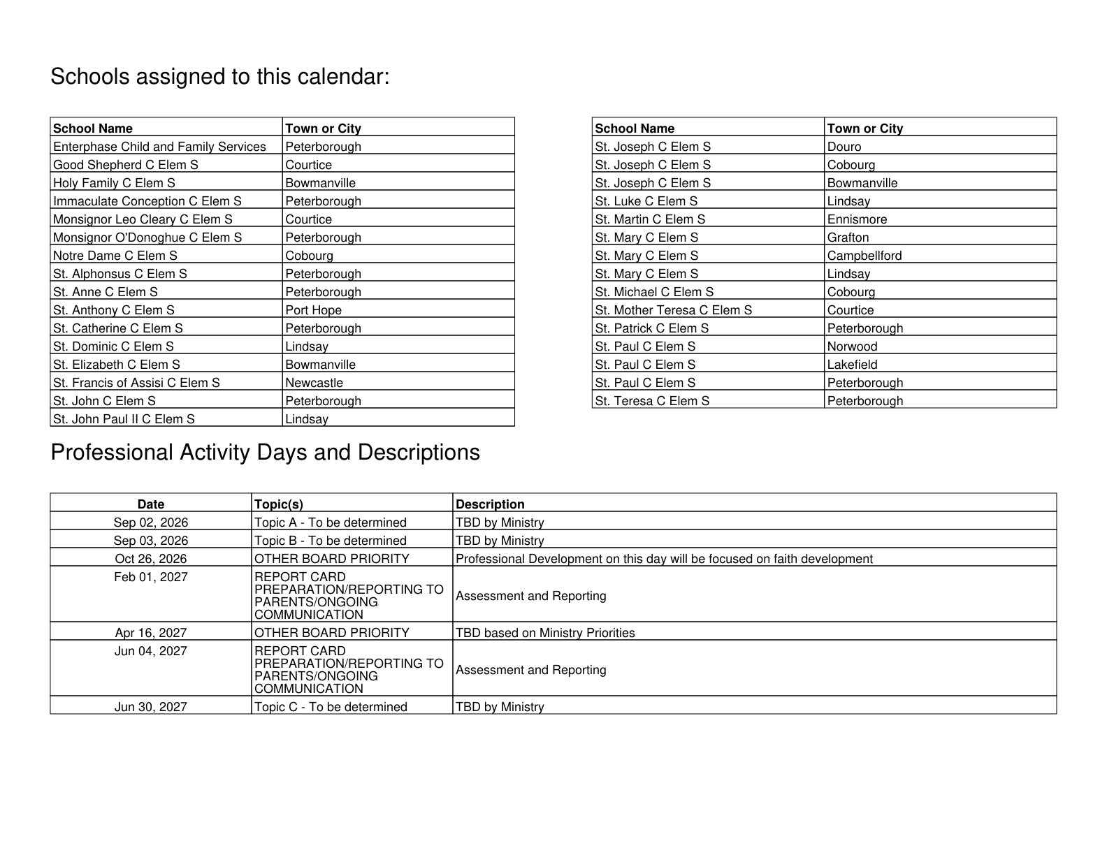 Peterborough V N C CDSB Approved 26 27 Calendar Elementary - page 2