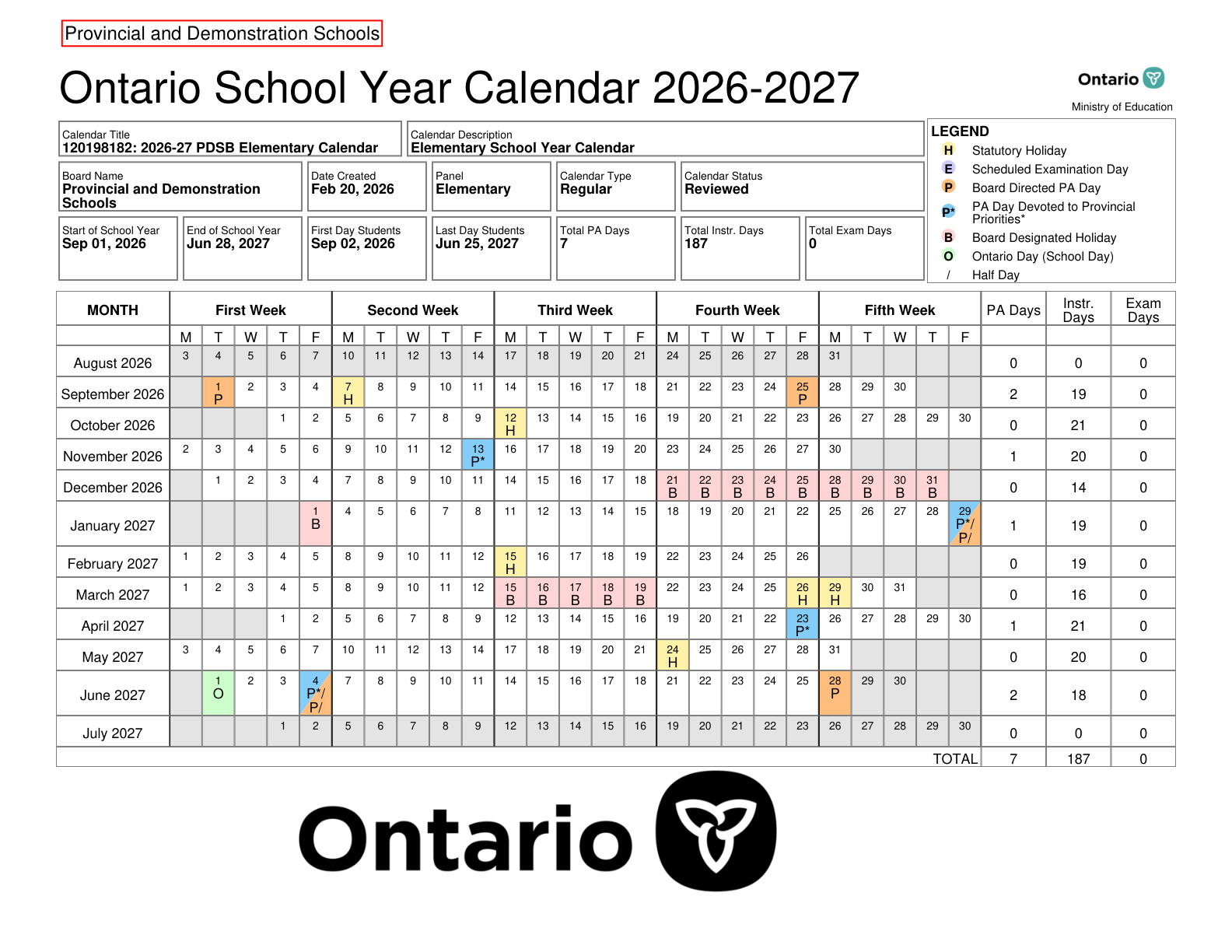Provincial and Demonstration Schools 2026 27 Elementary Calendar 120198182   PDF Version   2026 03 13
