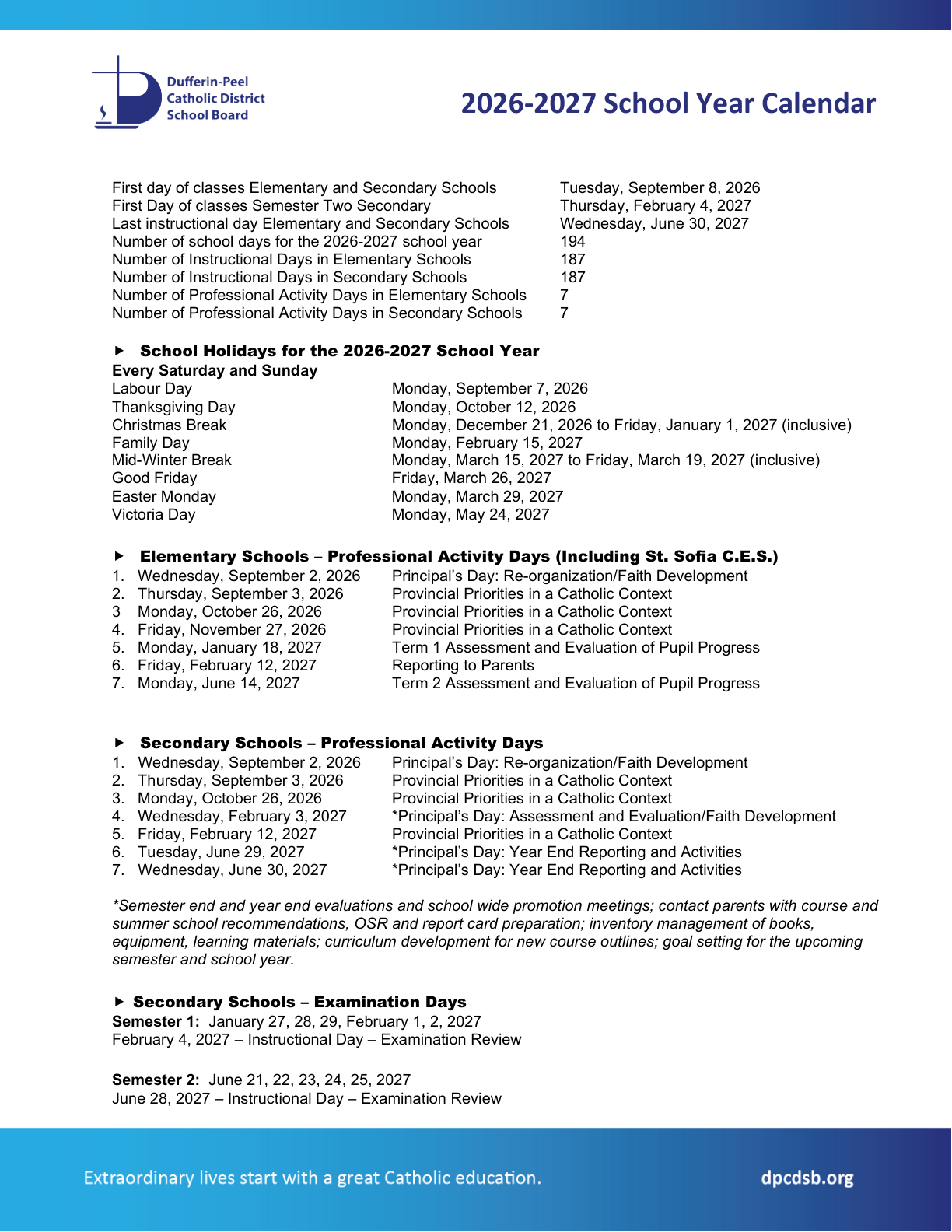 2026 2027 School Year Calendar  thames valley