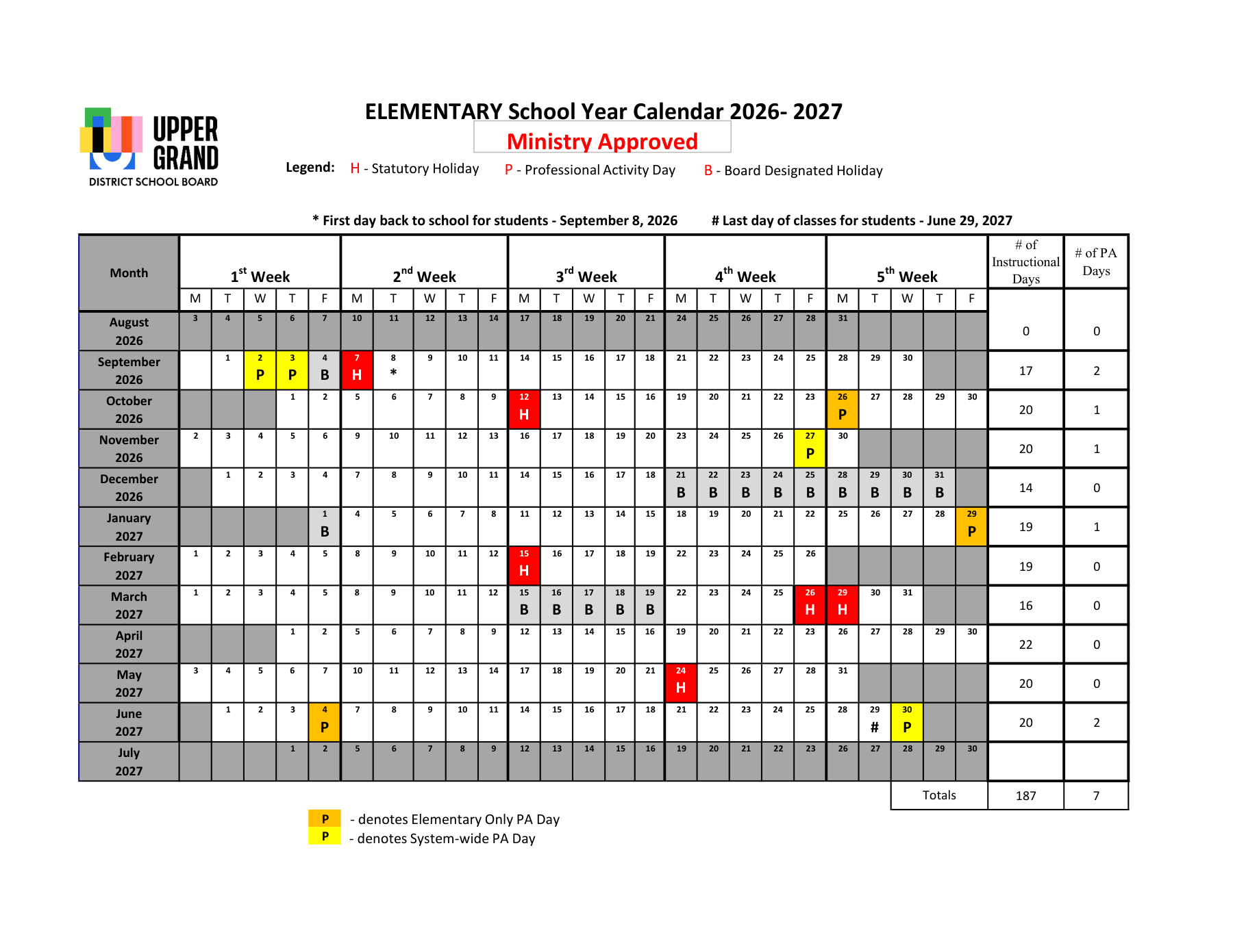 Upper Grand DSB UGDSB Elementary OSYC 2026 27 APPROVED 