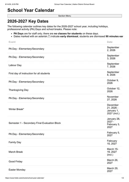 Halton District School Board - Page 1