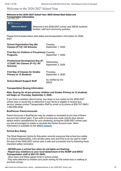 Strait Regional Centre for Education - Page 1