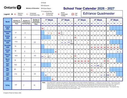 EdVance Quadmester Calendar - Toronto District School Board