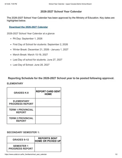 Upper Canada District School Board - Page 1